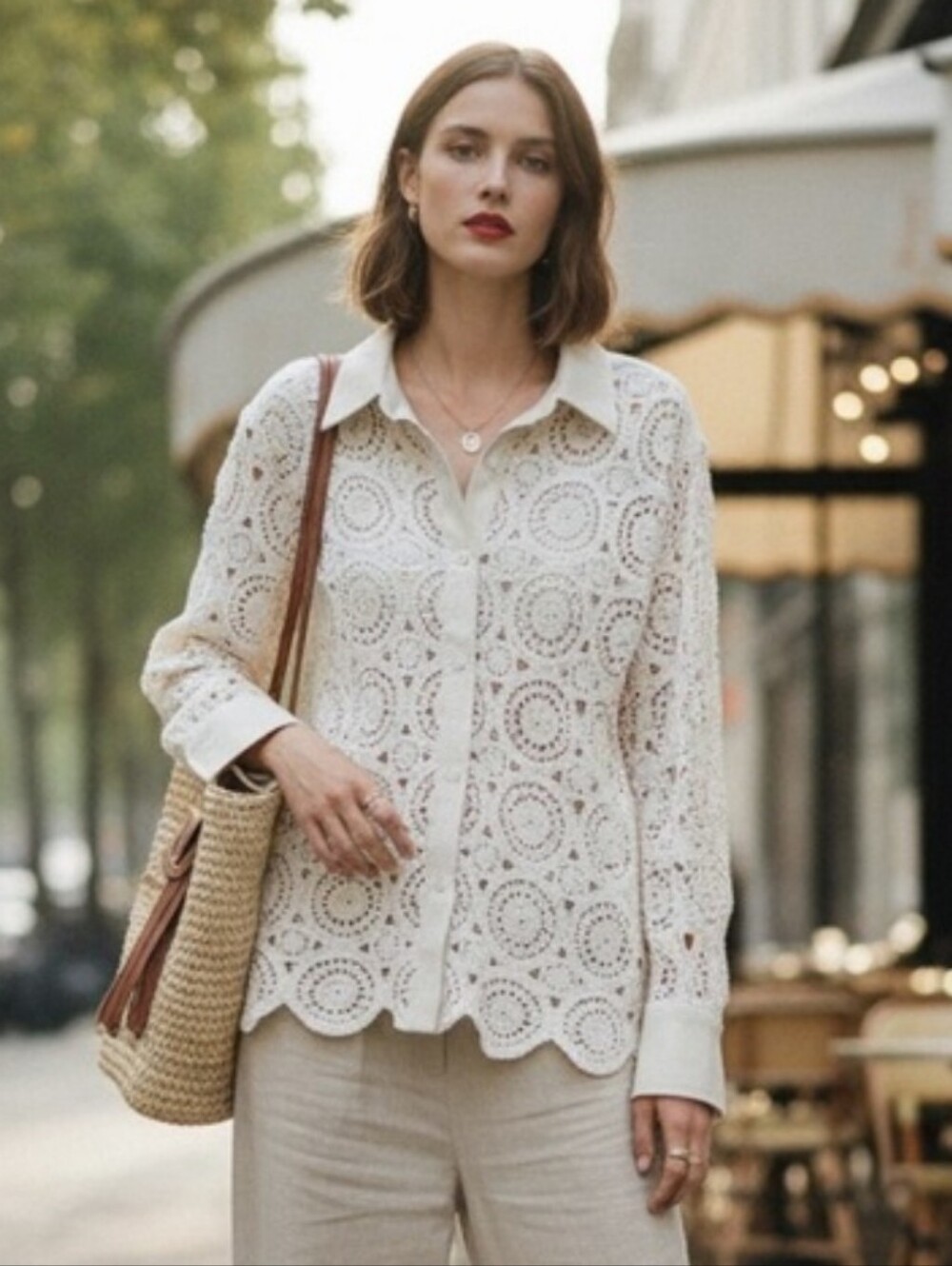{House of Harlow} 1960 Crochet Faux Leather Top - Size SMALL